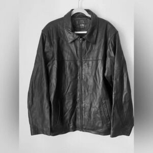 Vintage Leather Jacket Men’s XL R&R Casuals 100% Leather Black Zip